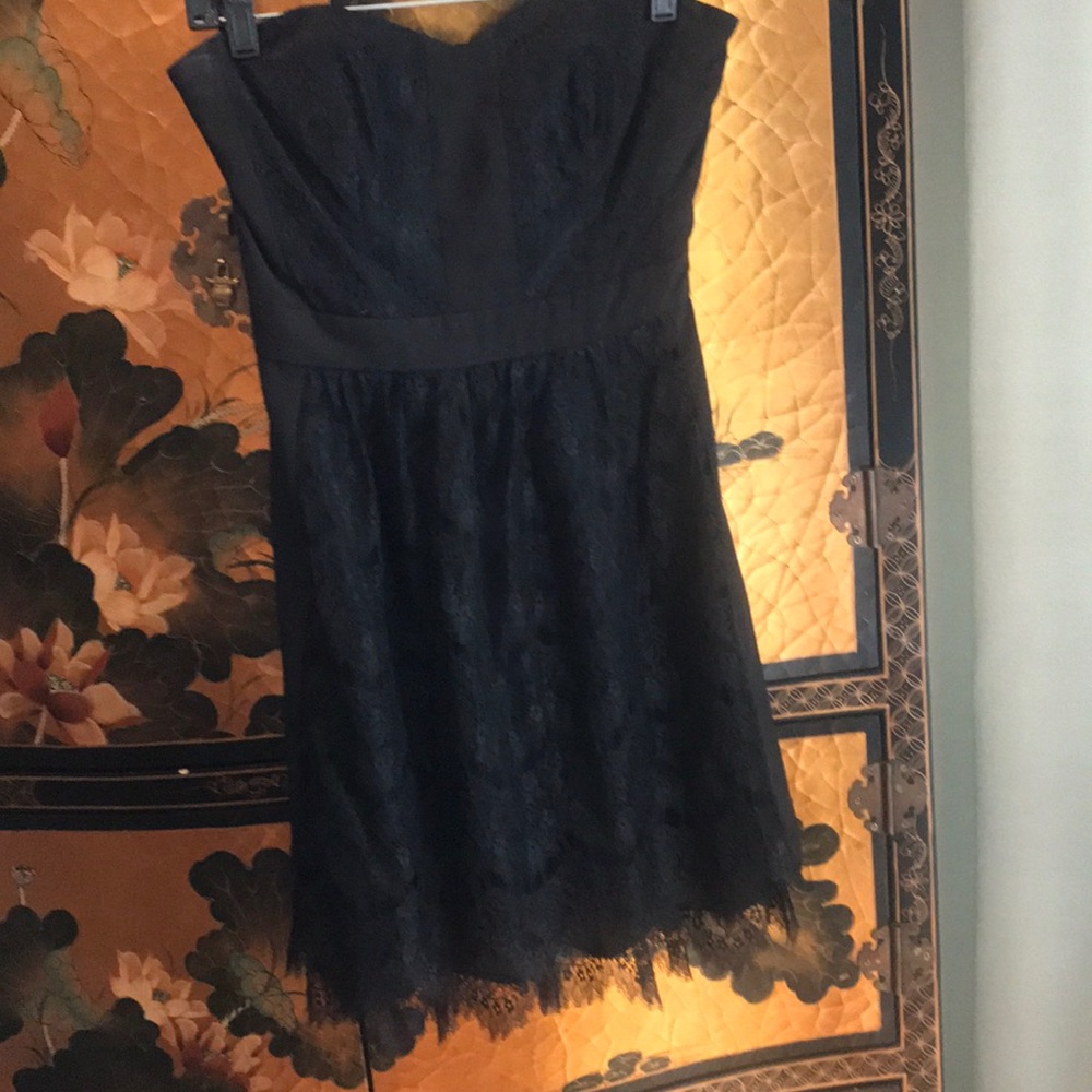 strapless, lace black dress